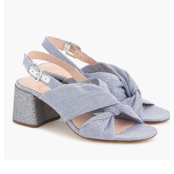 J. Crew Shoes - J.Crew Twisted Knot Penny Mules Glitter Heels Size 9